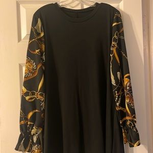 Black Mini Dress with decorative long sleeves
